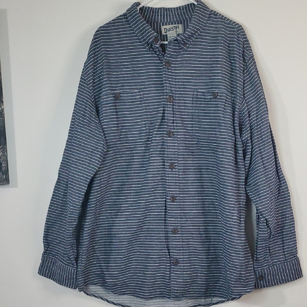 Duluth Trading Mens Stripe Button Down Flannel Shirt Size 2XL Tall Gorpcore Prep